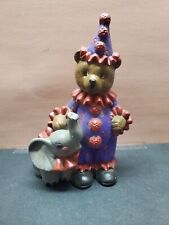 Circus Clown Bear & Elephant Figurine Vintage 8.5"H Ceramic Handpainted Statue