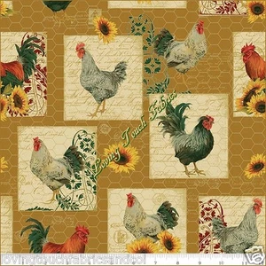 RILEY BLAKE & PENNY ROSE "FRENCH ROOSTER" C5070-GOLD PRICED @ 1/2 YD - Picture 1 of 1