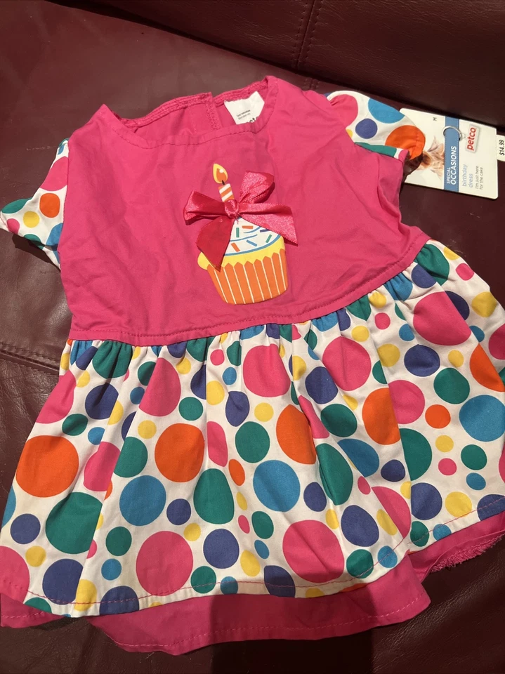 Petco Cumpleaños Niña Cupcake Perro Vestido Med Mediano Rosa Lunares Nuevo Foto 1 de 4