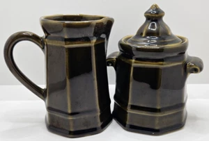 Vintage Pfaltzgraff Heritage Green Creamer 24H & Sugar w/Lid 22H Stoneware MCM - Picture 1 of 11