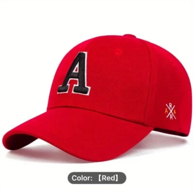 Gorra de béisbol bordada con letra A color liso simple informal sombrero deportivo protector solar  Foto 1 de 4