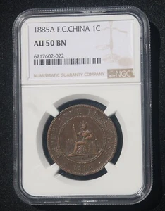 1885 French Cochin China One Cent NGC AU50 Rare - Picture 1 of 4