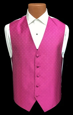 Men's Fuchsia Ralph Lauren Tuxedo Vest Fullback Wedding Church Prom Suit 4XL - Image 1 of 4