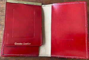 ORIGINAL~VINTAGE~RED LEATHER WALLET~BILLFOLD~WOMENS~BRASS MONEY HOLDER~NEW~NICE - Picture 1 of 5