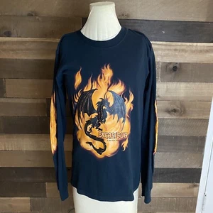 Excalibur Las Vegas Vintage Long Sleeve Shirt Mens Small Dragon Flames - Picture 1 of 8