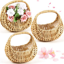Rattan Basket Half Moon Wicker Basket Willow Straw Basket Small Woven Basket wit