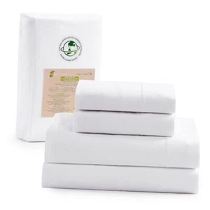 100% Organic Cotton Sheets Set, 3Pc Bed Sheets, Breathable Twin 01: Pure White - Picture 1 of 8