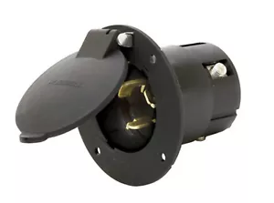 Hubbell CS6375LC 3P 4W 50A 125/250V Locking Flanged Inlet with Cover Screw Black - Picture 1 of 1