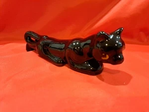 Black Panther Cat Redware Ceramic Figurine Made in Japan Vintage - Picture 1 of 7