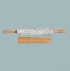 Marble Rolling Pin with Wooden Handles & Stand Heavy Duty Baking Tool - Picture 1 of 8