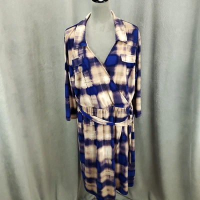 Womens Dress Size 18 20W Geometric Colorblock Belted Roll Tab Sleeve Faux Pocket - Image 1 of 4