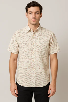 Kennington Men's Shirt Size S Floral Button Down 100% Cotton Short Sleeve Pocket - Image 1 of 4