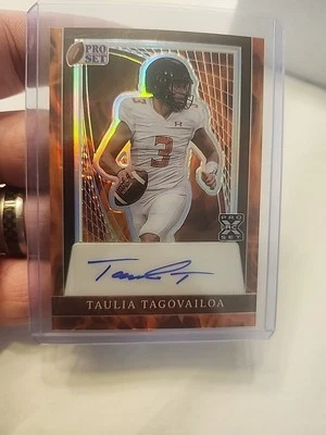 Taulia Tagovailoa 2024 Pro Set Football FIRE Auto 1/1 SSP RC Maryland - Image 1 of 4