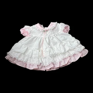 Little Precious abito vintage anni 90 rosa/bianco con volant taglia 3-6 M - Foto 1 di 6