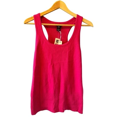 NUEVO CON ETIQUETAS GAP | Camiseta sin mangas tejida 100 % cachemir fucsia espalda deportiva | Talla mediana Foto 1 de 4