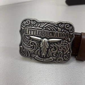 Cody James Gürtel Kind braun Leder 18" silber ~ kleines Buckaroo mit gewebter Einlage + Muschel - Bild 1 von 13