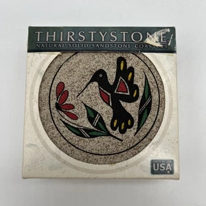 Vintage Thirstystone Untersetzer, Indianer Kolibri Natursandstein - Bild 1 von 10
