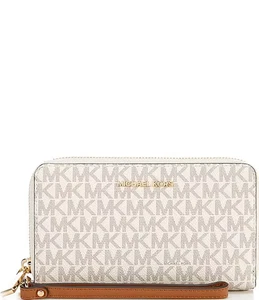 MICHAEL KORS WOMEN JET SET LG FLAT MF PHONE CASE WRISTLET VANILLA#32F1GJ6E28-NWT - Picture 1 of 3