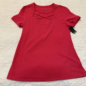 New $35 Cutout Front Torrid Womens Plus Size 1 Red Pink Reddish Top - Picture 1 of 3