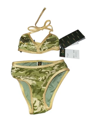 TRAJE DE BAÑO BIKINI RIBETEADO DORADO COOGI CAMUFLAJE NIÑAS TALLA 5 Foto 1 de 2