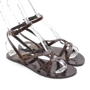 Sandalo donna Saks Fifth Avenue Snake SFA cinturino alla caviglia 36,5 / 6,5 marrone scarpe nuovo - Foto 1 di 8