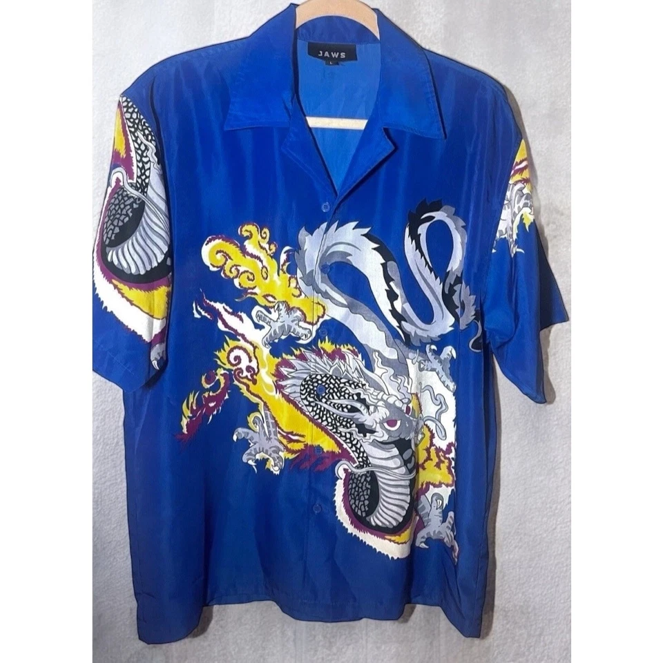 JAWS Dragon Tattoo Shirt Tokyo Drift Style 90s Y2K Post Malone Vibes Men’s L - Image 1 of 4