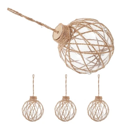  4 Pcs Shatterproof Round Baubles Plastic Wedding Tree Ornaments Clear - Image 1 of 4