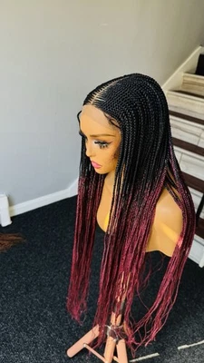 Braided wigs , Handmade wigs,Knotless Braid,Closure Wig. 7x7 Closure - Image 1 of 4