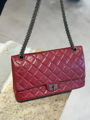 Chanel 2.55 Red Chain Flap Bag Large Calfskin Leather Women Used - Image 1 of 4