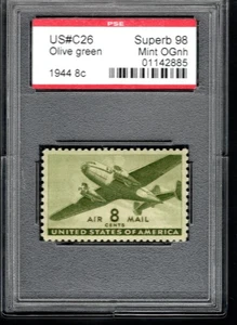 US @ C26 (1944) 8c - PSE Graded = Sup98 Mint OGnh (Encapsulated)  Airplane - Picture 1 of 2