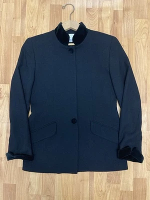 Blazer chaqueta larga vintage Saville 100 % lana con ribete de terciopelo de algodón para mujer 6 Foto 1 de 4