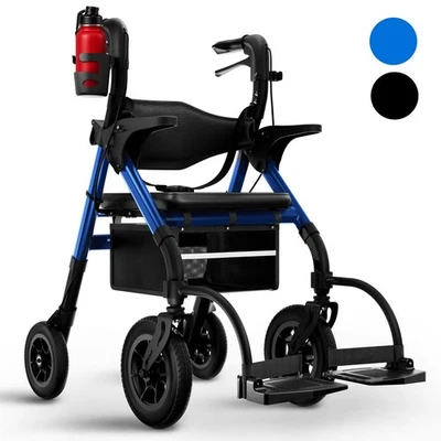 2 in 1 Rollator Rollstuhl Faltbar Leicht mit Sitz (B-WARE) Gehhilfe für Senioren - Bild 1 von 4