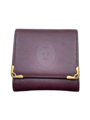Estuche para monedas Cartier de cuero BRW liso para mujer Foto 1 de 4
