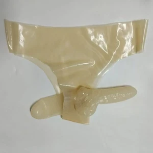 Latex Gummislip mit Vorderscheide Rücken Analkondom transparent Maßanfertigung - Bild 1 von 6
