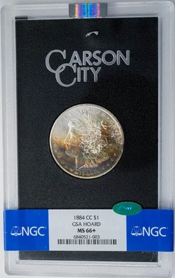 1884-CC Morgan Silver Dollar $ GSA Hoard MS66+ Color NGC ~ CAC 948042-1 - Image 1 of 4