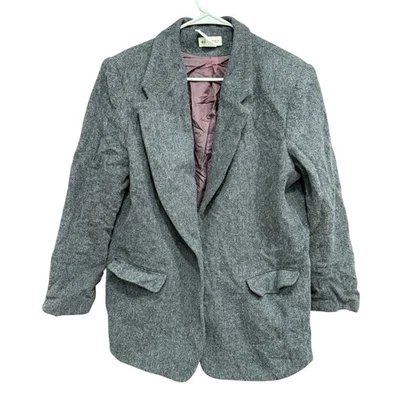 Chaqueta Blazer Mujer Ciervo Blanco Gris Lana - Talla 12 Oficina Carrera De Colección Foto 1 de 4