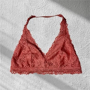 Aerie Halter Bralette Pink Lace Size Medium Wireless - Picture 1 of 12