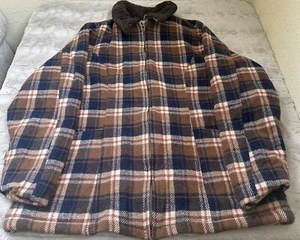 Vtg 70’s Woolrich Jacket Women’s Brown Plaid  Pockets Full Zip Wool Sz Large - Picture 1 of 9