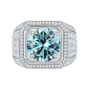 Mens 1.0CT D Color Moissanite Wedding Engagement Ring Real 925 Sterling Silver - Picture 1 of 12
