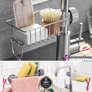 ✅ Estante de drenaje Soporte de almacenamiento Estante-Cocina Fregadero Grifo Esponja Jabón Paño - Imagen 1 de 19