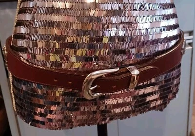 CINTO DE COURO MARROM HONESTO VINTAGE 1992 BRIGHTON 34" 60407 ANIMAL SAFARI  - Imagem 1 de 4