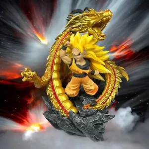 Dragon Ball Z SS3 Goku Display Figure Gold Dragon Fist Explosion PVC Statue - Picture 1 of 4