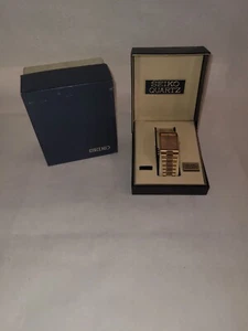 NEW Vintage Seiko SEF-076 Analog Gold Tone Dress Watch Original Box Vtg - Picture 1 of 9