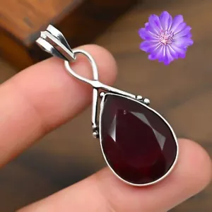 Granat Edelstein 925 Sterling Silber Handarbeit Anhänger Schmuck Geschenk zum Valentinstag - Bild 1 von 2