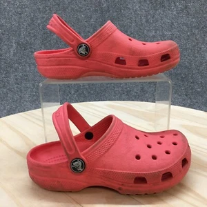 Crocs Shoes Youth 12-13 Classic Clogs Pink Rubber Comfort Perforated Round Toe - Picture 1 of 24
