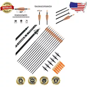 30-Inch Carbon Arrows with 2.75” High Hardness Vanes - Precision & Stability - Picture 1 of 9