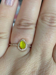 Incredible Genuine Peridot Quartz rose gold plated band ring sz7 green-yellow - Picture 1 of 12