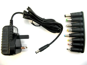 1 AMP 12 VOLT AC/DC MAINS POWER ADAPTOR SUPPLY CHARGER UNIVERSAL (MULTI JACK B) - Picture 1 of 2