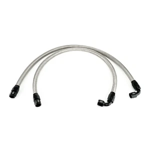 2x 500mm AN8 HEL geflochtene Edelstahl Ölkühlerschläuche Leitungen - gerade & 90° -08 - Bild 1 von 3