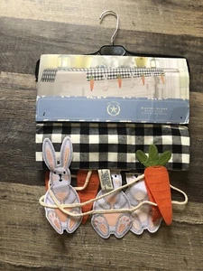 Rachel Ashwell  The Prairie Mantle Scarf. Buffalo Plaid Bunnies Carrots Easter! - Picture 1 of 5